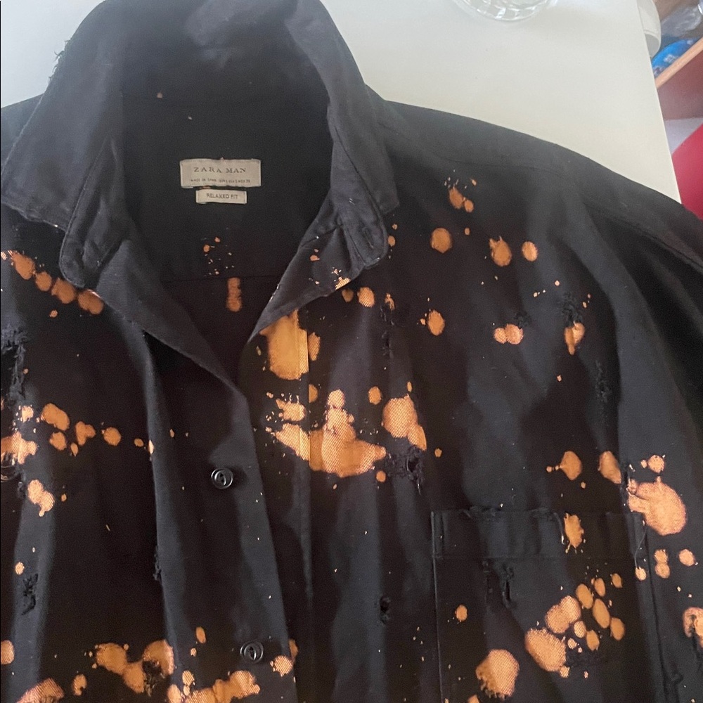 Black and Orange Button-Up Shirt